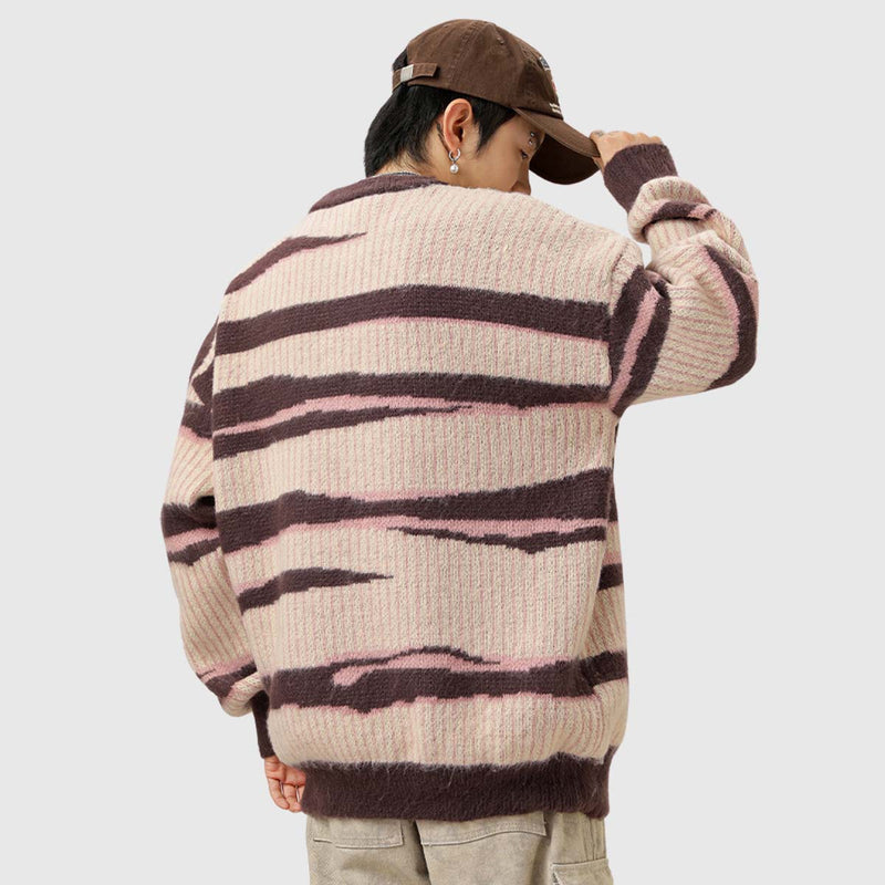 SOWHATON™ IRREGULAR STRIPED KNIT KAZAK