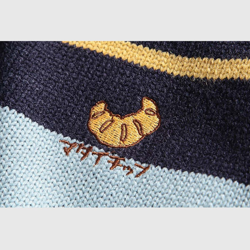 SOWHATON™ STRIPED EMBROIDERED KNIT KAZAK