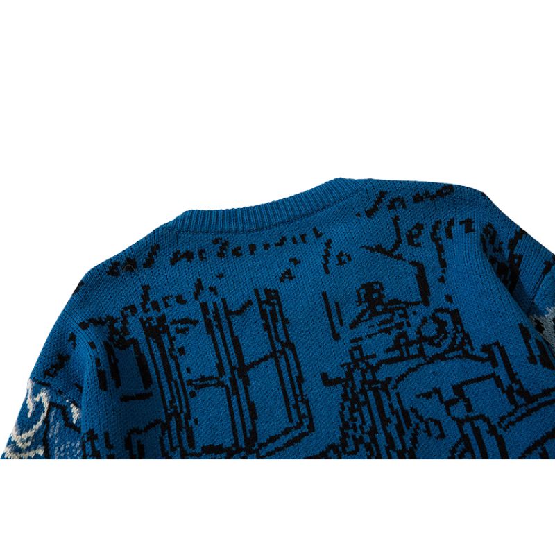 SOWHATON™ FULL GRAFFITI DESIGN KNIT KAZAK