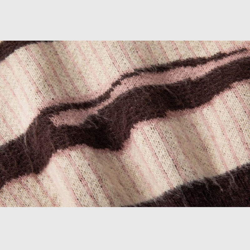 SOWHATON™ IRREGULAR STRIPED KNIT KAZAK