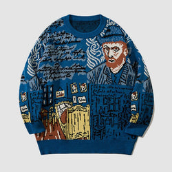 SOWHATON™ FULL GRAFFITI DESIGN KNIT KAZAK