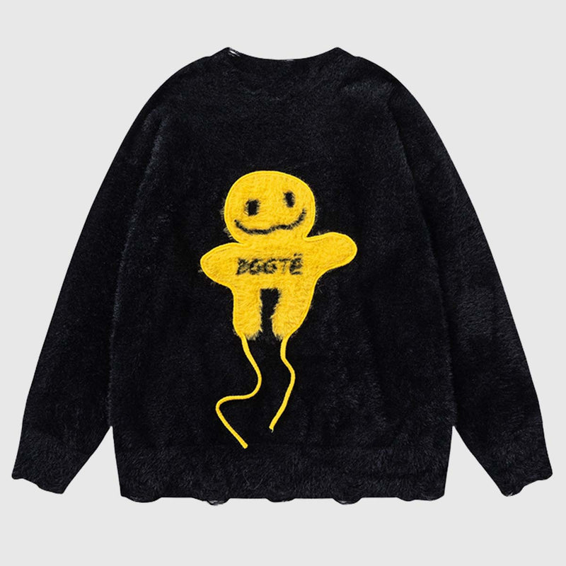 SOWHATON™ SMILEY FUZZY KNIT KAZAK