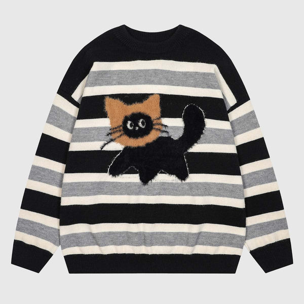 SOWHATON™ CAT STRIPED KNIT KAZAK