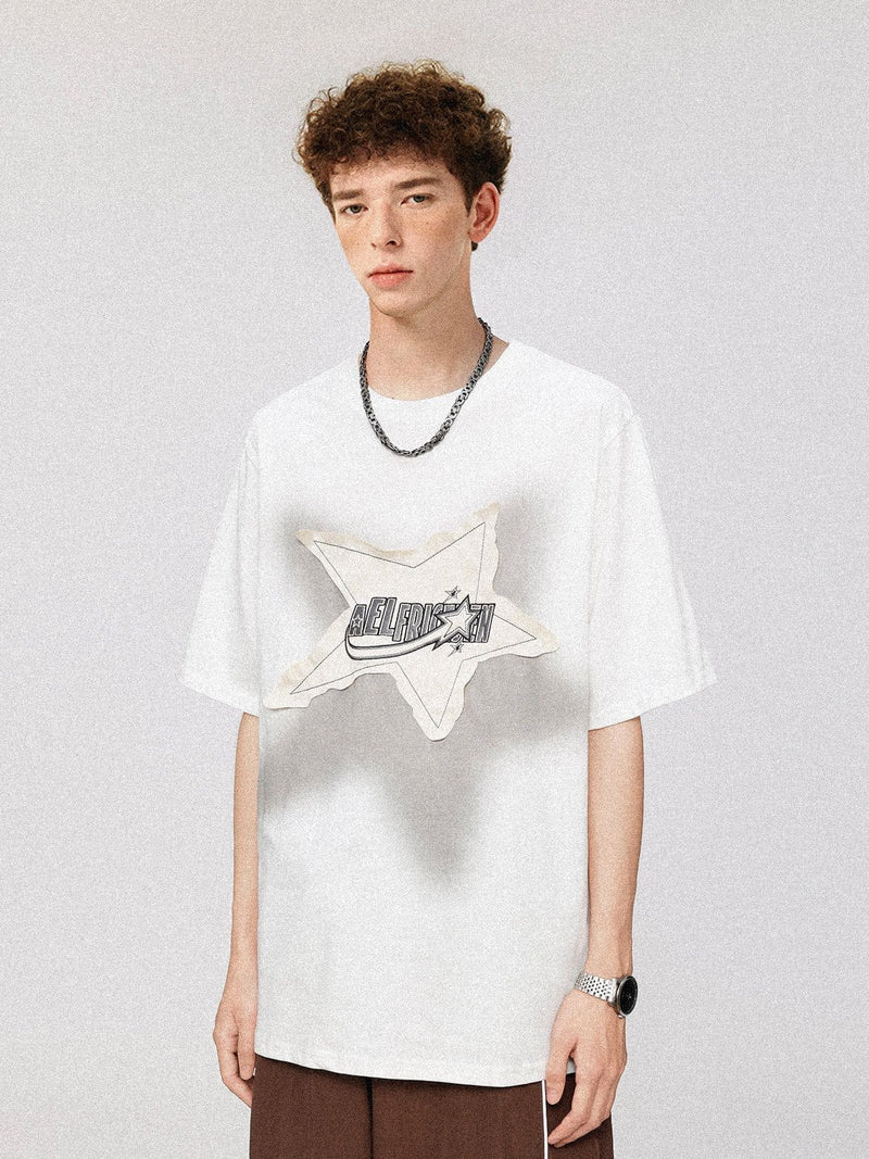 SOWHATON™ APPLIQUE EMBROIDERY STAR T-SHIRT