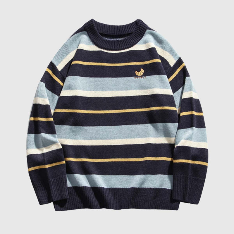 SOWHATON™ STRIPED EMBROIDERED KNIT KAZAK