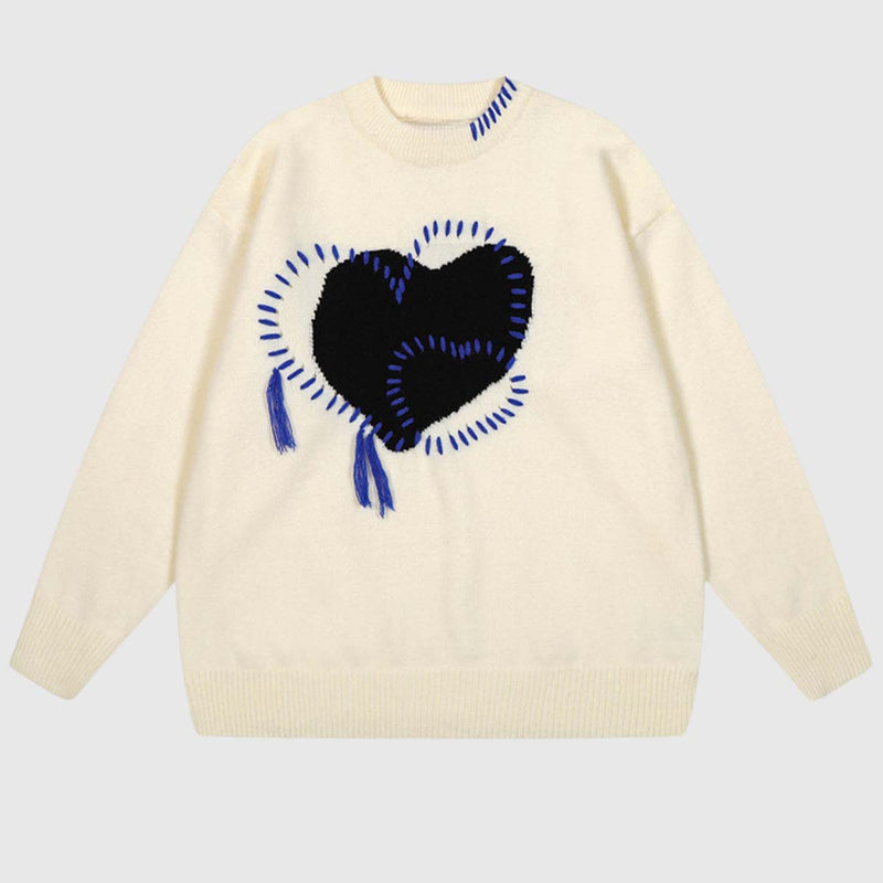 SOWHATON™ HEART PATCH OVERSIZED KNIT KAZAK