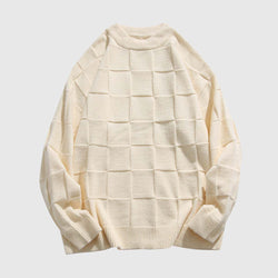 SOWHATON™ WINTER CHESSBOARD GRID KNIT KAZAK