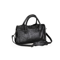 SOWHATON™ BLACK PU LEATHER ÇANTA