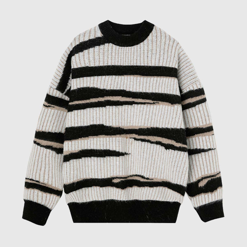 SOWHATON™ IRREGULAR STRIPED KNIT KAZAK