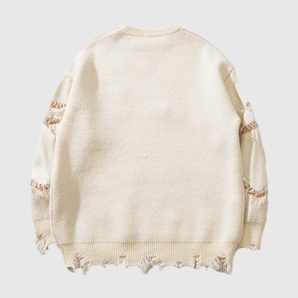 SOWHATON™ DISTRESSED KNIT PULLOVER KAZAK