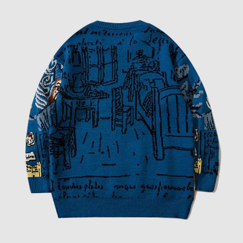 SOWHATON™ FULL GRAFFITI DESIGN KNIT KAZAK