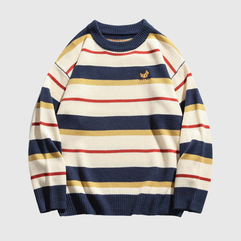 SOWHATON™ STRIPED EMBROIDERED KNIT KAZAK