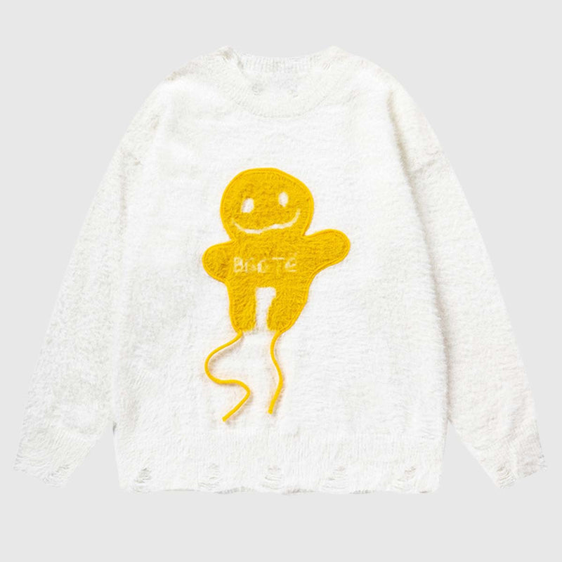 SOWHATON™ SMILEY FUZZY KNIT KAZAK