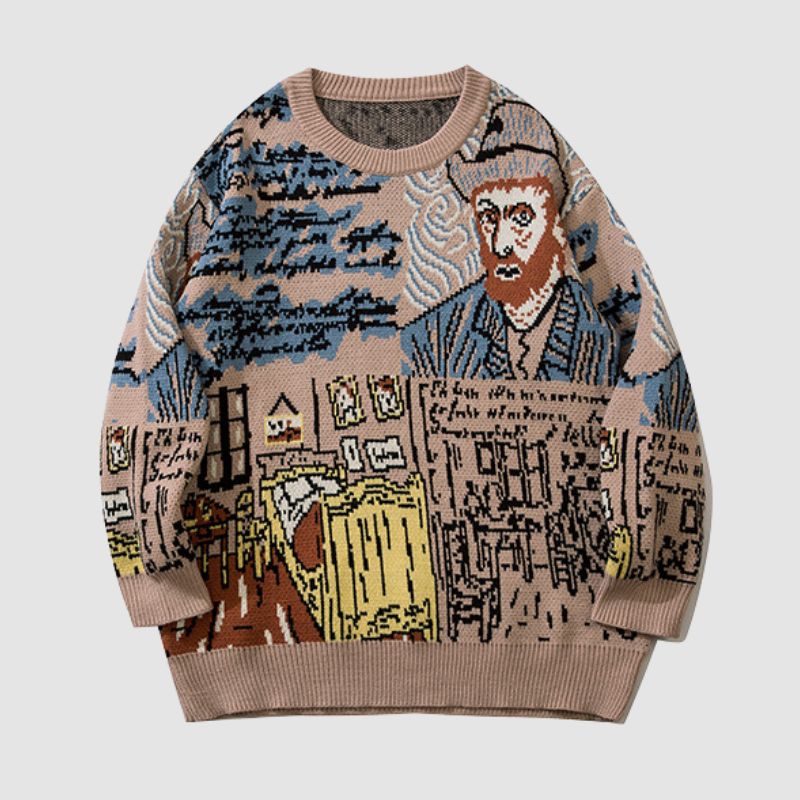 SOWHATON™ FULL GRAFFITI DESIGN KNIT KAZAK