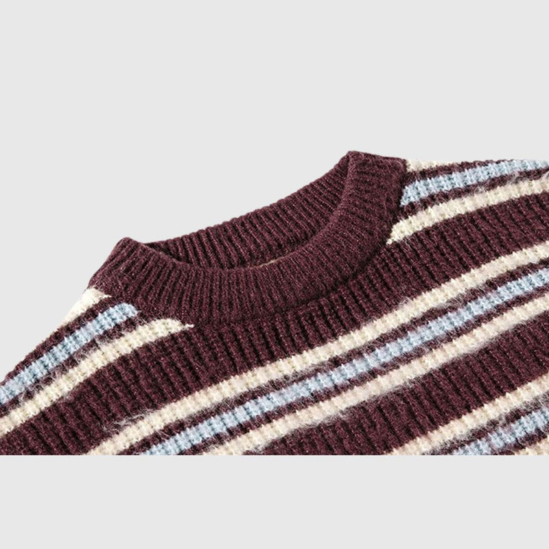 SOWHATON™ JAPANESE RETRO STRIPED KNIT KAZAK