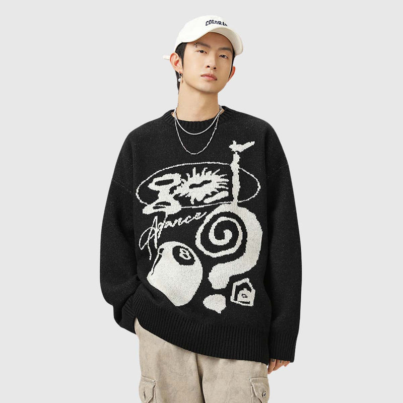 SOWHATON™ ABSTRACT GRAPHIC KNIT KAZAK