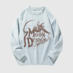 SOWHATON™ MOON DESIGN GRAPHIC KNIT KAZAK