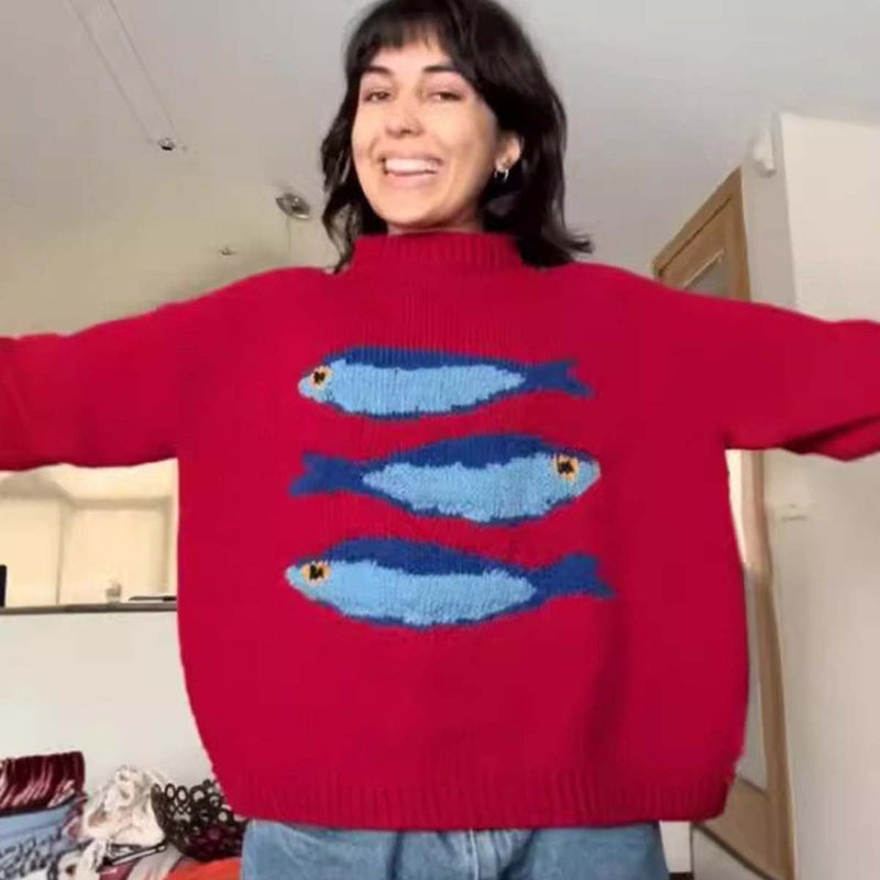 SOWHATON™ FLUFFY KNIT FISH KAZAK