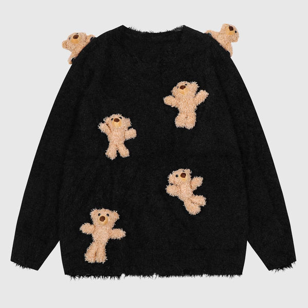 SOWHATON™ DETACHABLE BEAR KNIT KAZAK