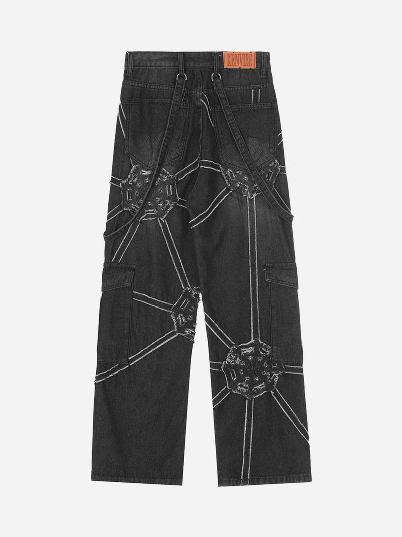 SOWHATON™ STREET SPIDER WEB JEANS