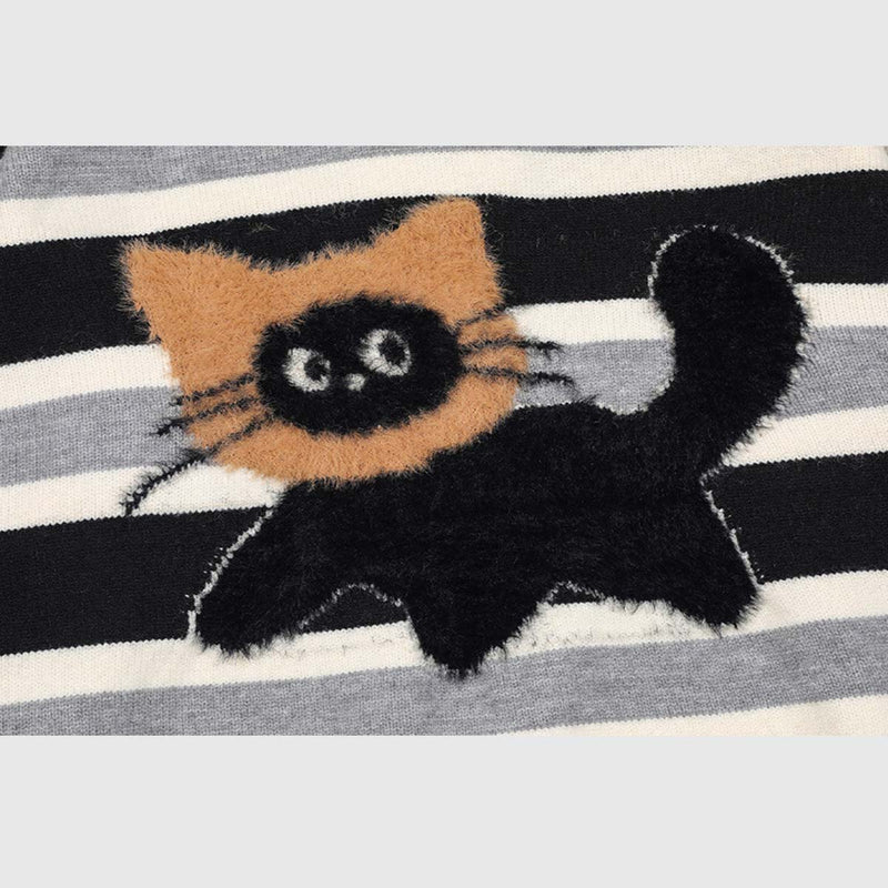 SOWHATON™ CAT STRIPED KNIT KAZAK