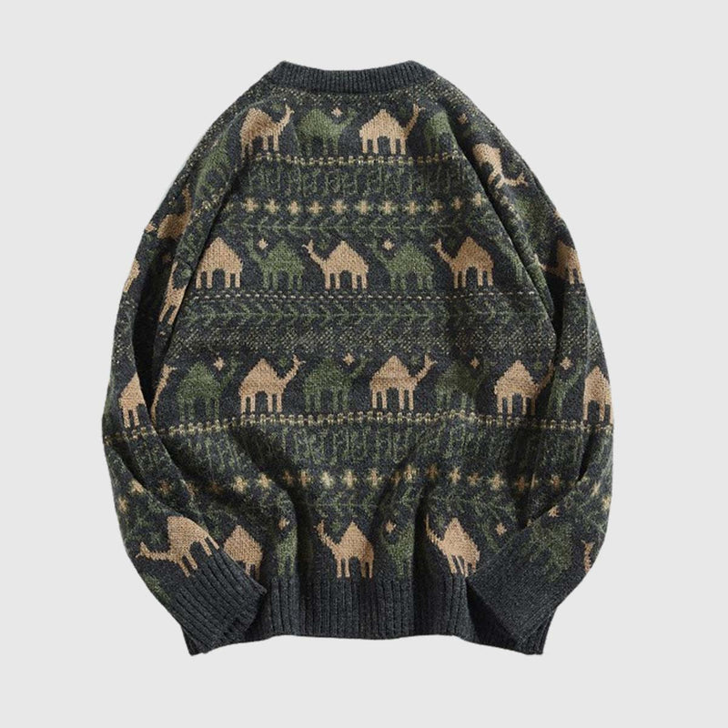 SOWHATON™ TRIBAL PATTERN KNIT KAZAK