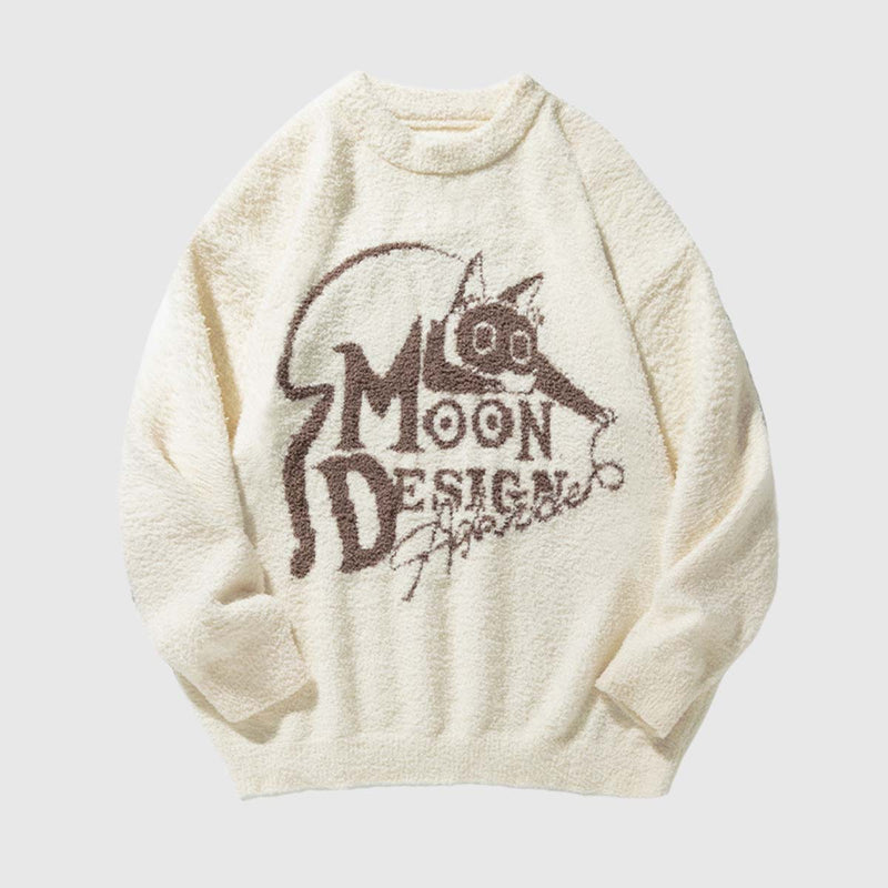 SOWHATON™ MOON DESIGN GRAPHIC KNIT KAZAK