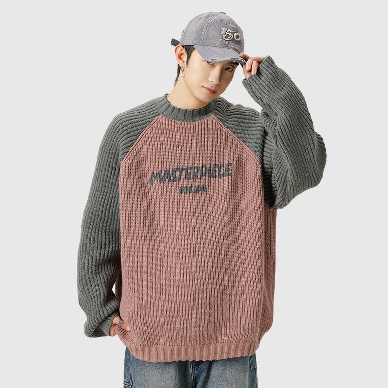 SOWHATON™ CASUAL CONTRAST SLEEVE PULLOVER