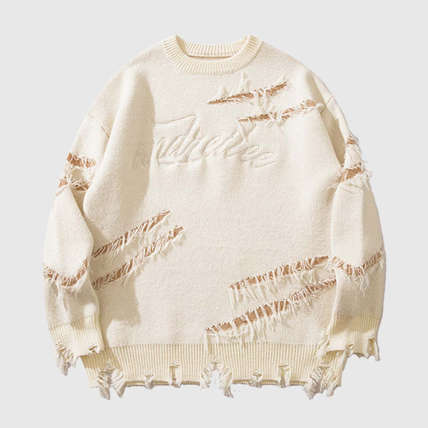 SOWHATON™ DISTRESSED KNIT PULLOVER KAZAK