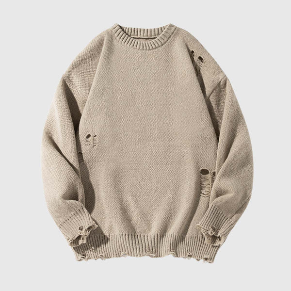 SOWHATON™ DISTRESSED KNIT PULLOVER KAZAK