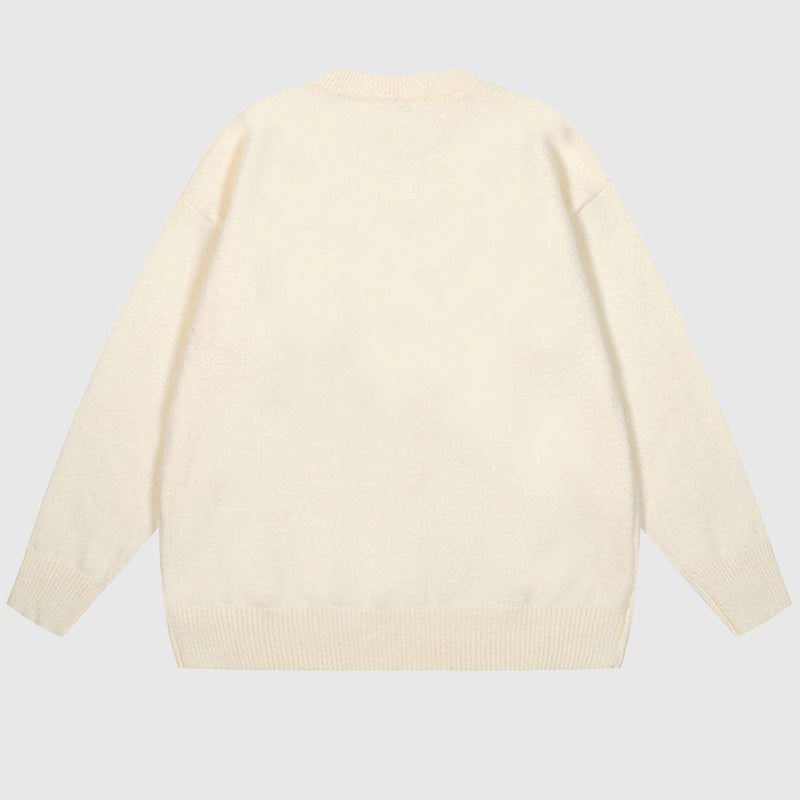 SOWHATON™ HEART PATCH OVERSIZED KNIT KAZAK