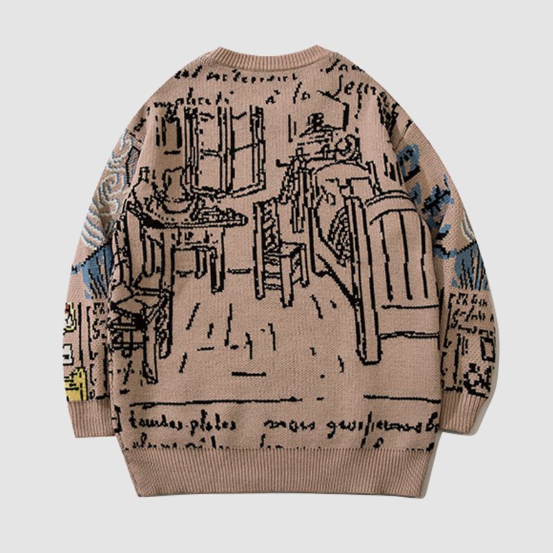 SOWHATON™ FULL GRAFFITI DESIGN KNIT KAZAK