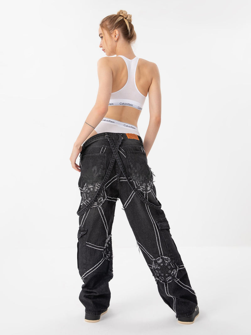 SOWHATON™ STREET SPIDER WEB JEANS