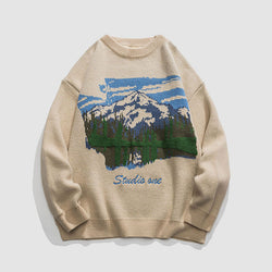 SOWHATON™ LANDSCAPE PAINTING CREW NECK KAZAK