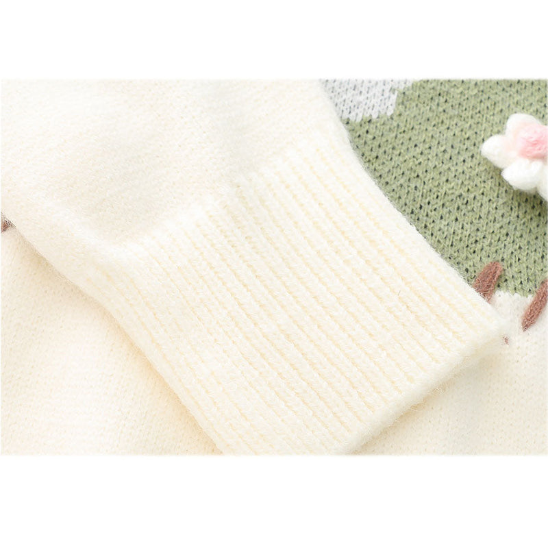 SOWHATON™ KNIT FLOWER SHEEP PATTERN KAZAK