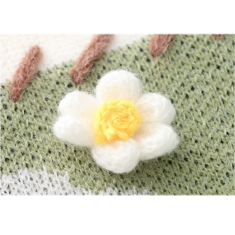 SOWHATON™ KNIT FLOWER SHEEP PATTERN KAZAK