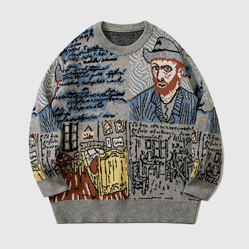 SOWHATON™ FULL GRAFFITI DESIGN KNIT KAZAK