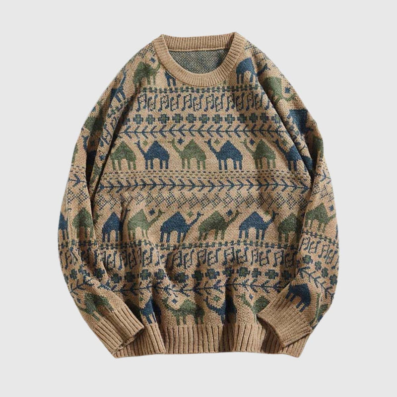 SOWHATON™ TRIBAL PATTERN KNIT KAZAK