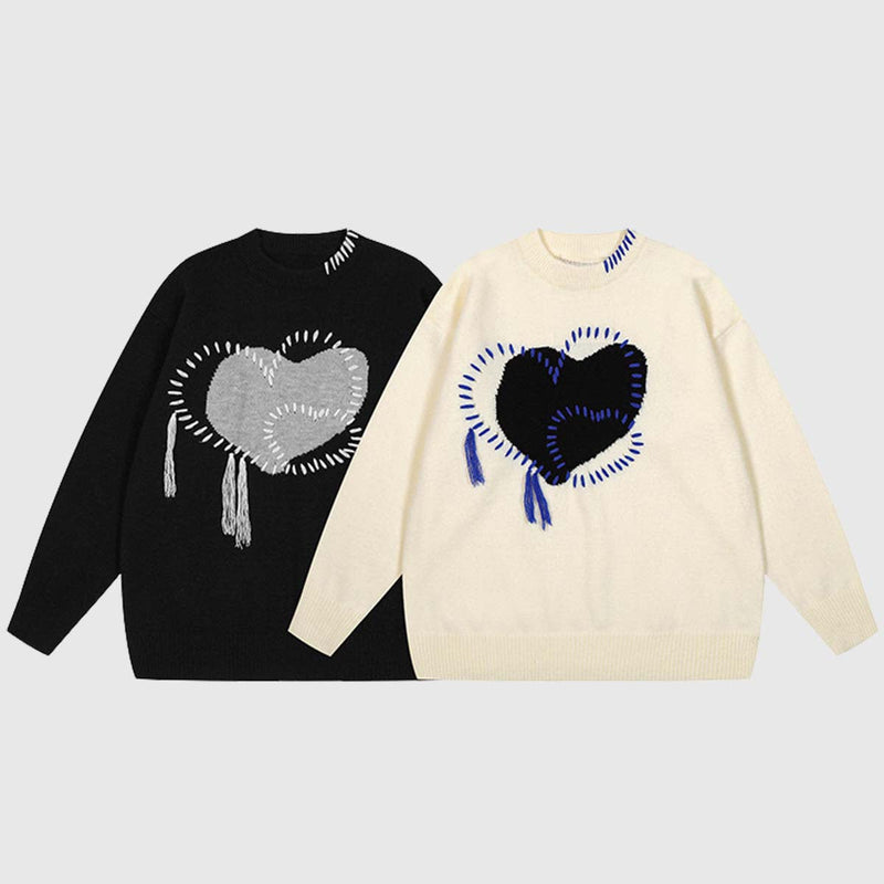 SOWHATON™ HEART PATCH OVERSIZED KNIT KAZAK