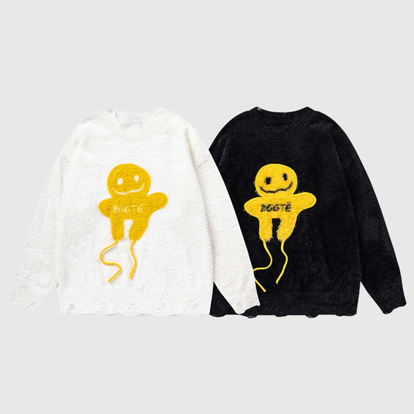 SOWHATON™ SMILEY FUZZY KNIT KAZAK