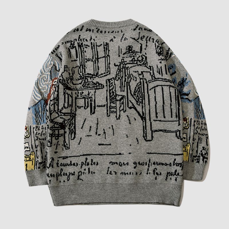 SOWHATON™ FULL GRAFFITI DESIGN KNIT KAZAK