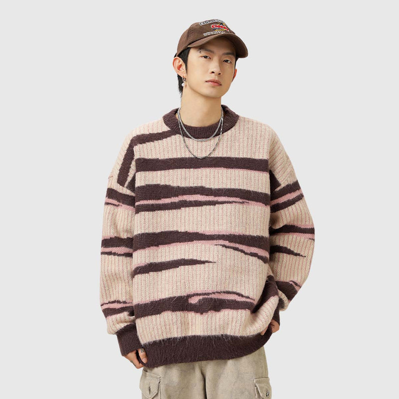 SOWHATON™ IRREGULAR STRIPED KNIT KAZAK