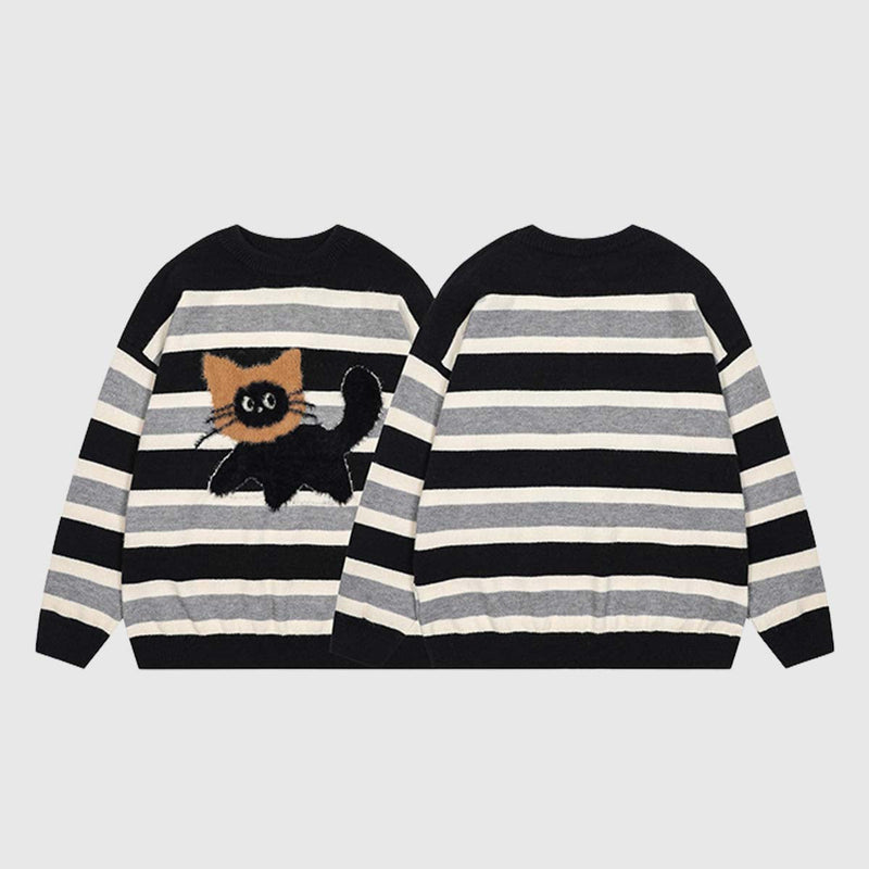 SOWHATON™ CAT STRIPED KNIT KAZAK