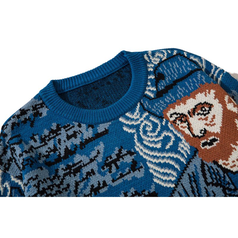 SOWHATON™ FULL GRAFFITI DESIGN KNIT KAZAK