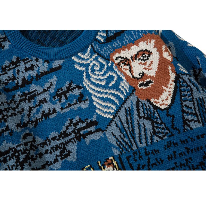 SOWHATON™ FULL GRAFFITI DESIGN KNIT KAZAK