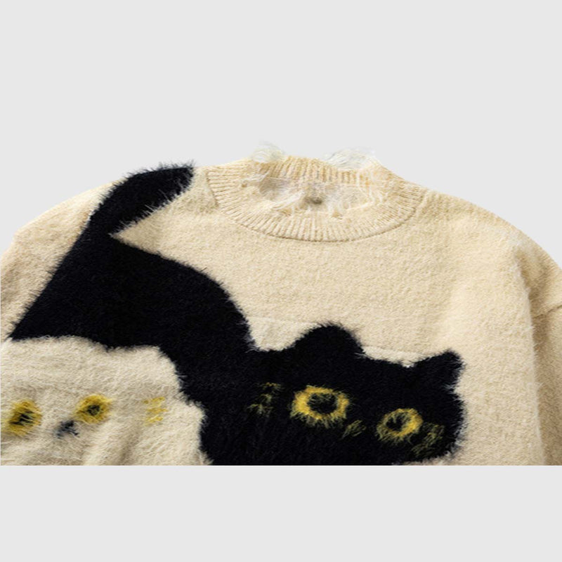 SOWHATON™ CAT PATTERN KNIT KAZAK