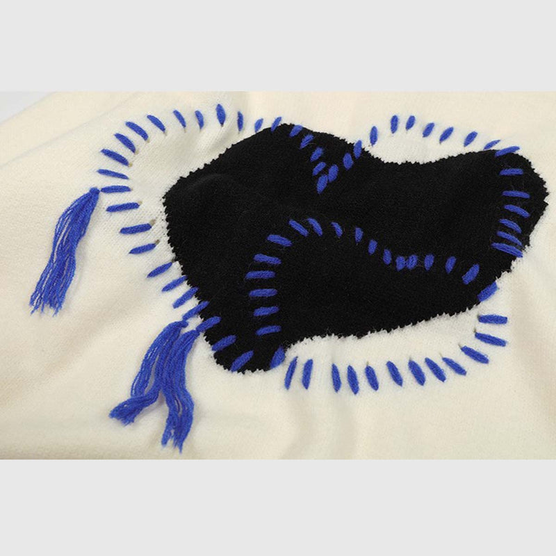 SOWHATON™ HEART PATCH OVERSIZED KNIT KAZAK