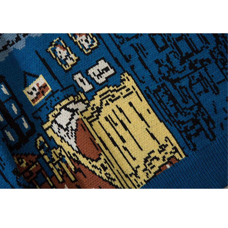 SOWHATON™ FULL GRAFFITI DESIGN KNIT KAZAK