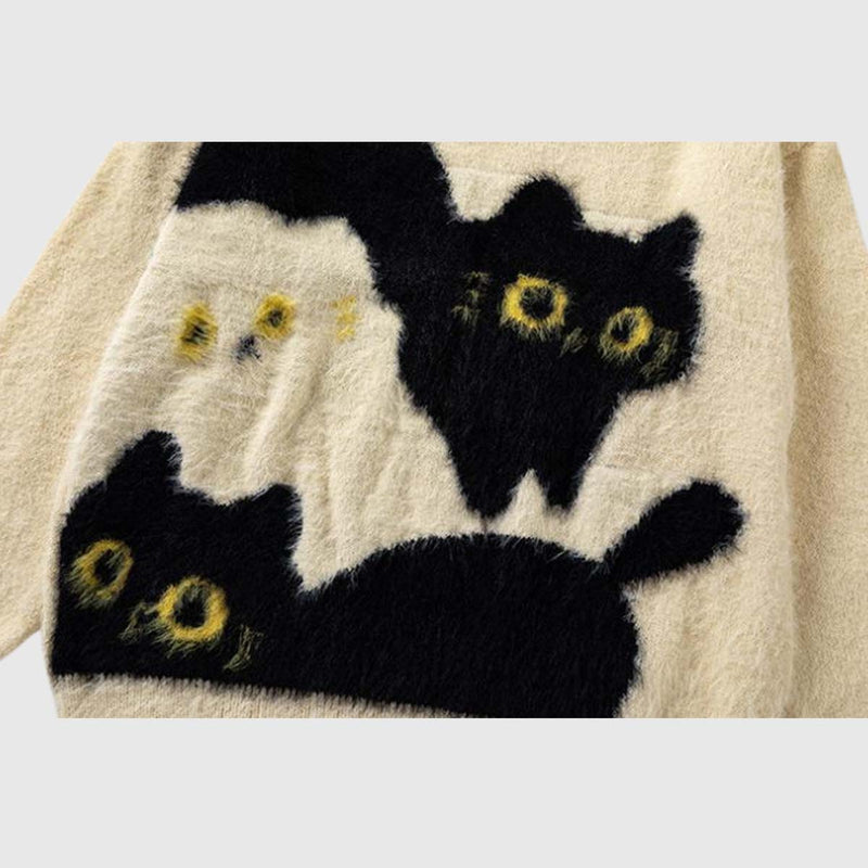 SOWHATON™ CAT PATTERN KNIT KAZAK