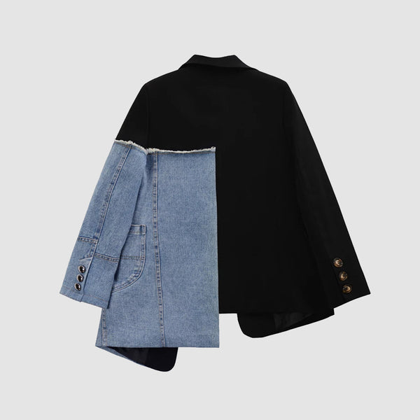 SOWHATON™ DENIM IRREGULAR STITCH BLAZER